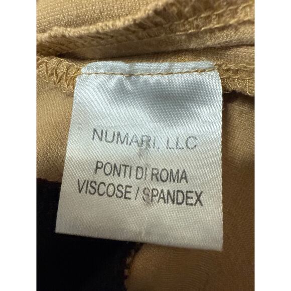 Numari Black Beige Tan Short Sleeve Colorblock Slit Pleated Mini Sheath Dress M - Picture 4 of 4